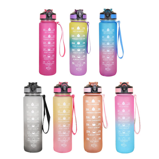 1000ML Drink Bottle Frosted Gradient Cold Water Bottle for Outdoor School Office